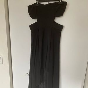 Sexy Black Pencil dress with waist “sheer cape”